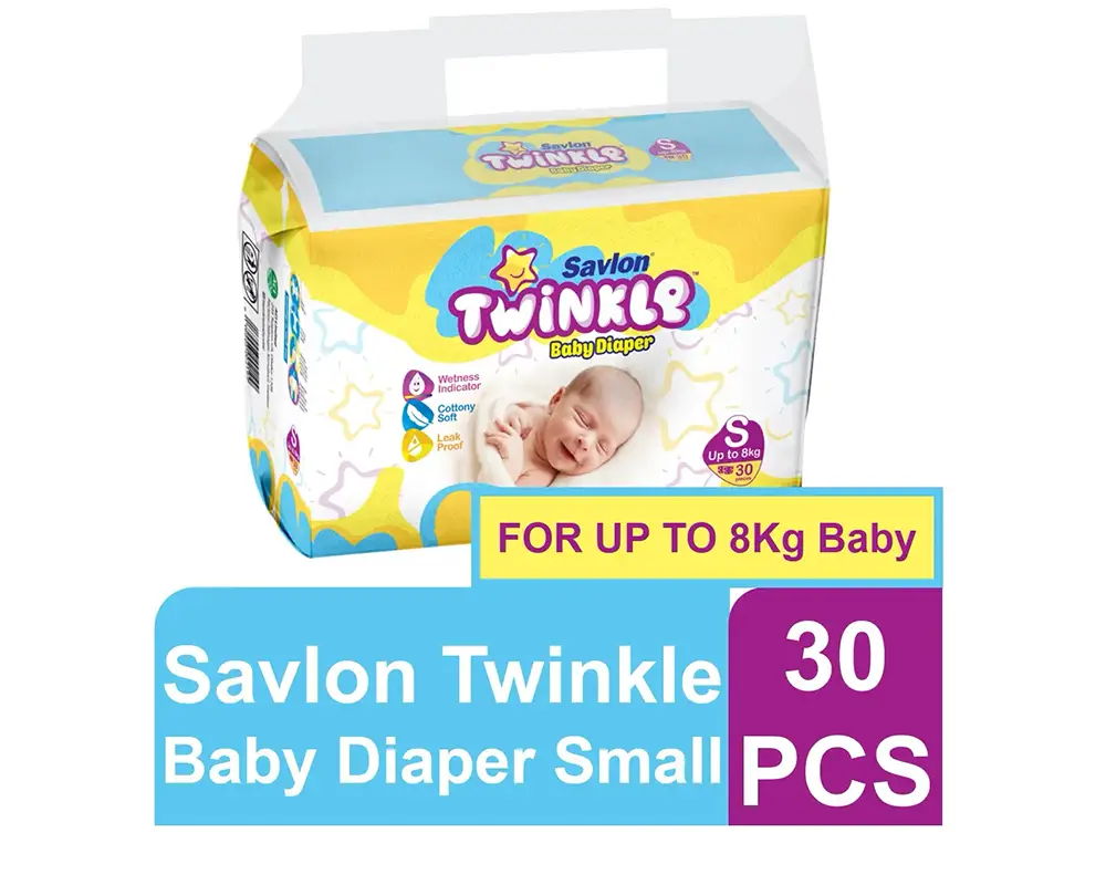 Savlon Twinkle Baby Diaper S 30Pcs (Upto-8)