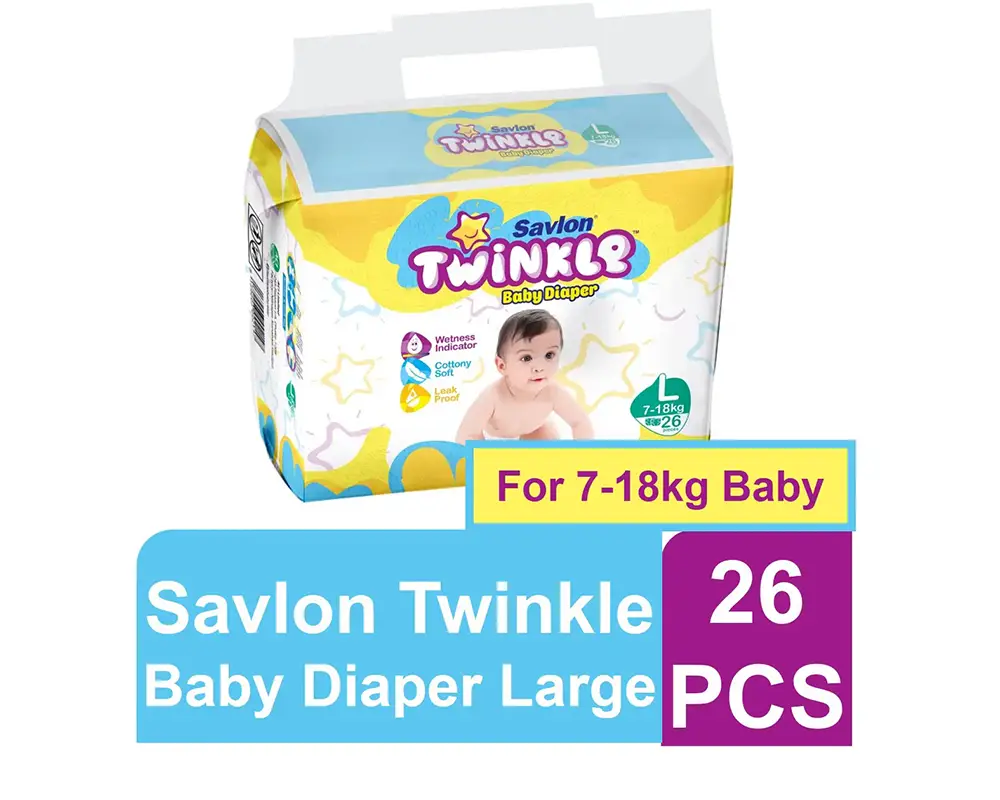 Savlon Twinkle Baby Diaper L 26Pcs (7-18kg)