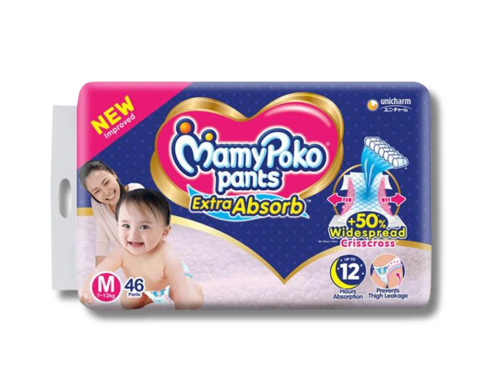 MamyPoko Pants Diaper M (7-12Kg) 46Pcs (India)