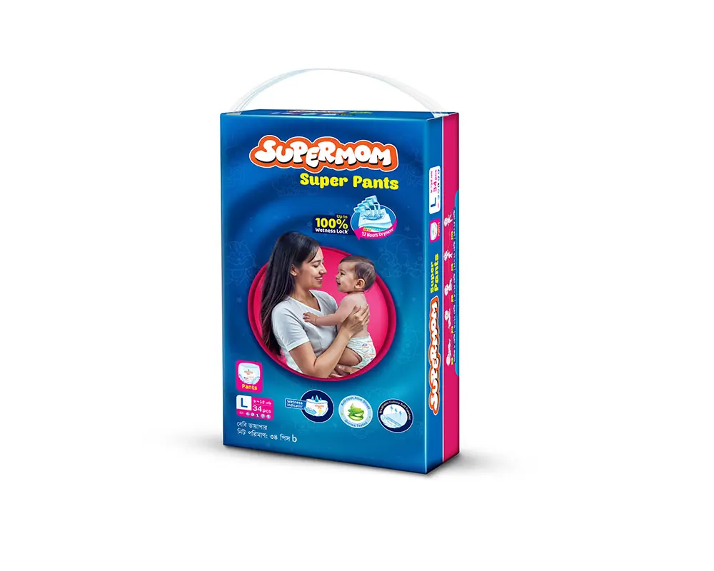 Supermom Super Pants Diaper L (8-15Kg) 34Pcs
