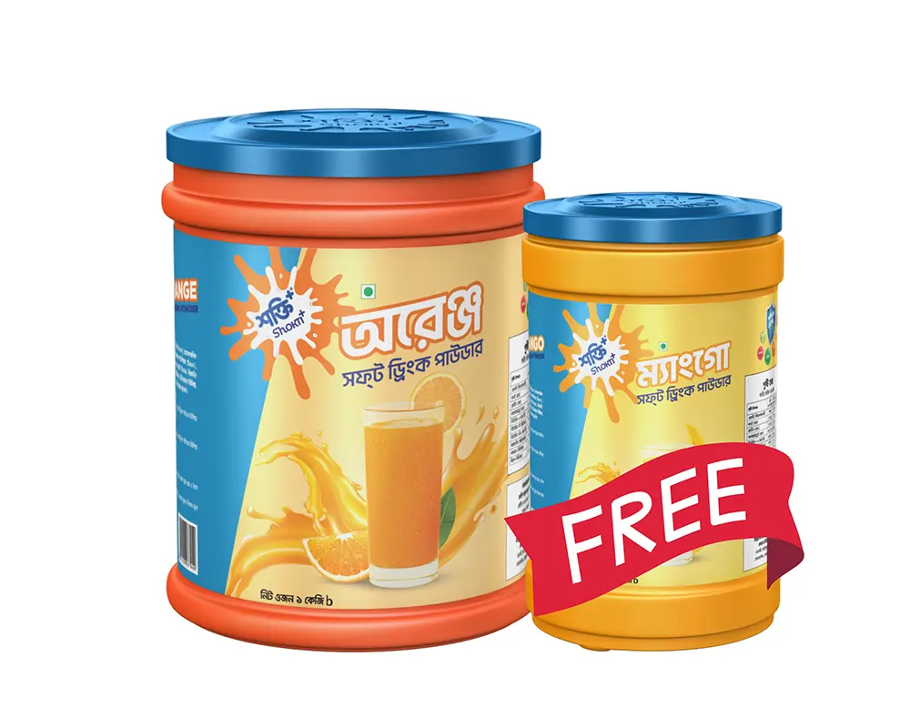 Shokti+ Orange Soft Drink Powder 1kg (Buy1 Get500gm Free) (Jar)