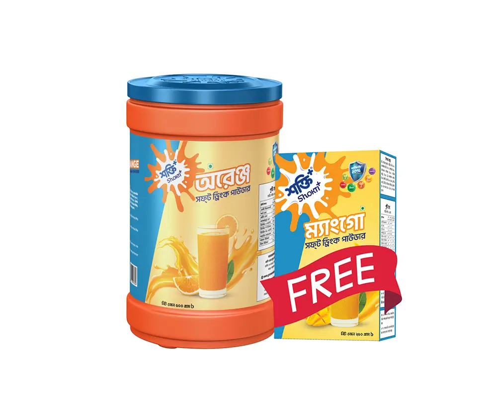 Shokti+ Orange Soft Drink Powder 500gm (Buy1 Get250gm Free)