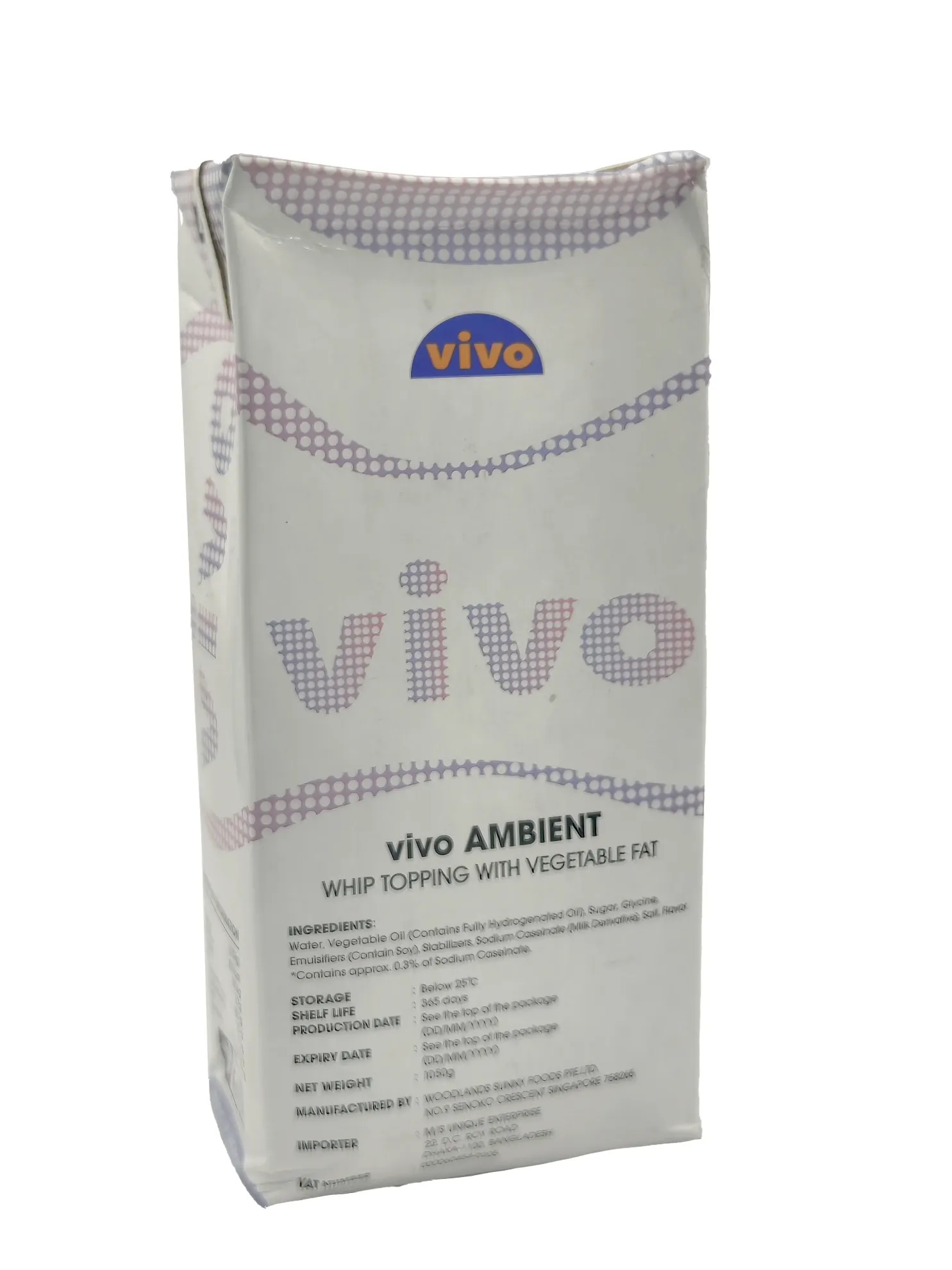 Vivo Ambient Whip Topping Veg.Fat 1100(±)50gm
