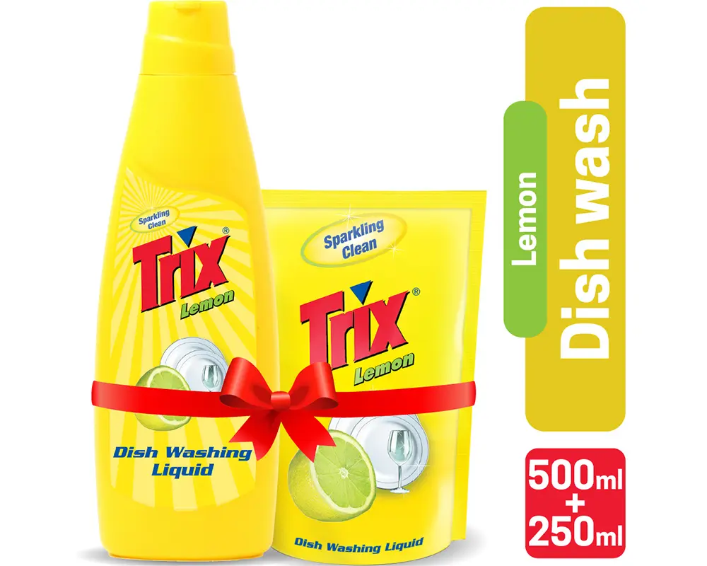 Trix Dishwashing Liquid 500ml + 250ml Poly (Save 30 tk)