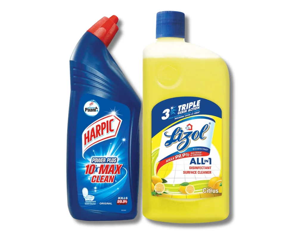 Harpic Toilet Cleaner 1Ltr. + Lizol Floor Cleaner 1Ltr. (Buy2 Save 60 tk)