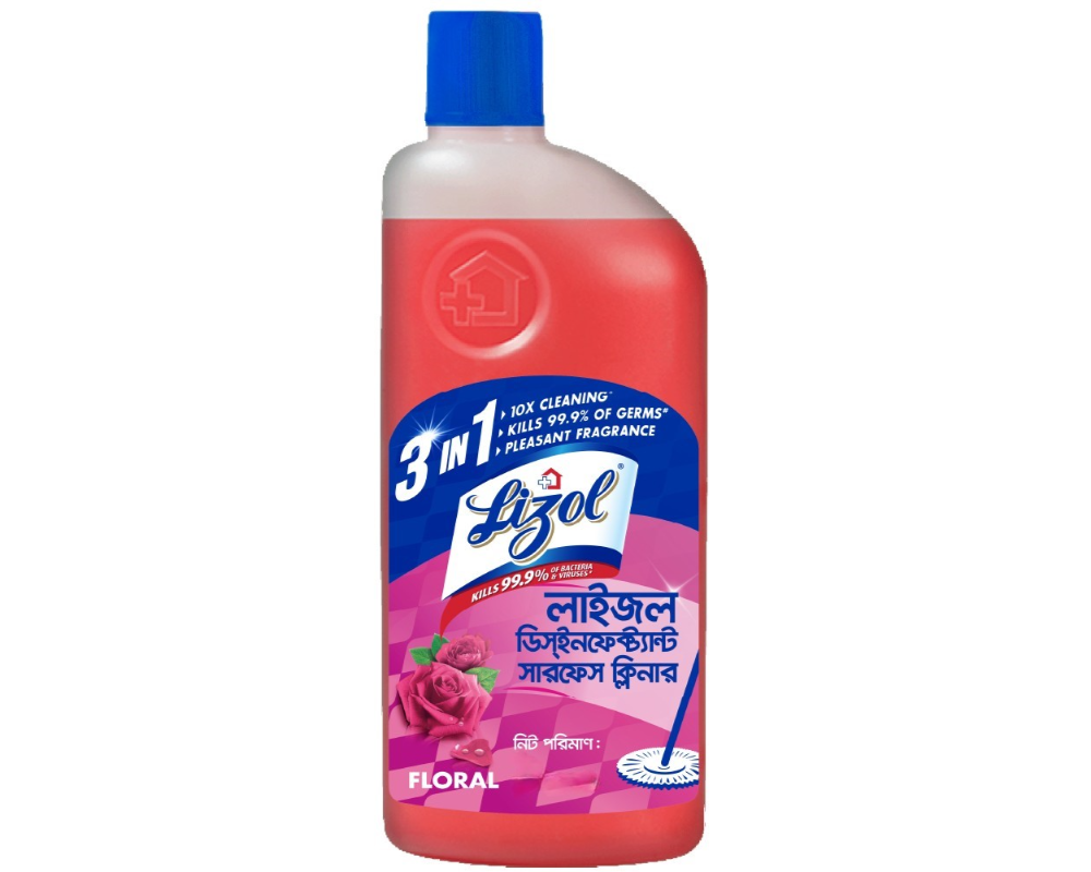 Lizol Floral Cleaner Disinfectant Surface 1Ltr. (Buy1 Get300gm T.Bar Free)