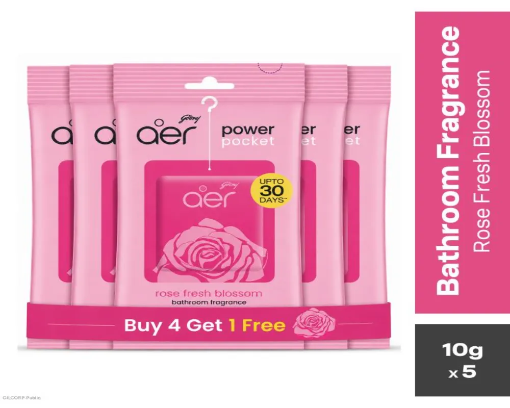 Godrej Aer Power Pocket Rose Fresh Blossom 10gm (Buy4 Get1 Free)