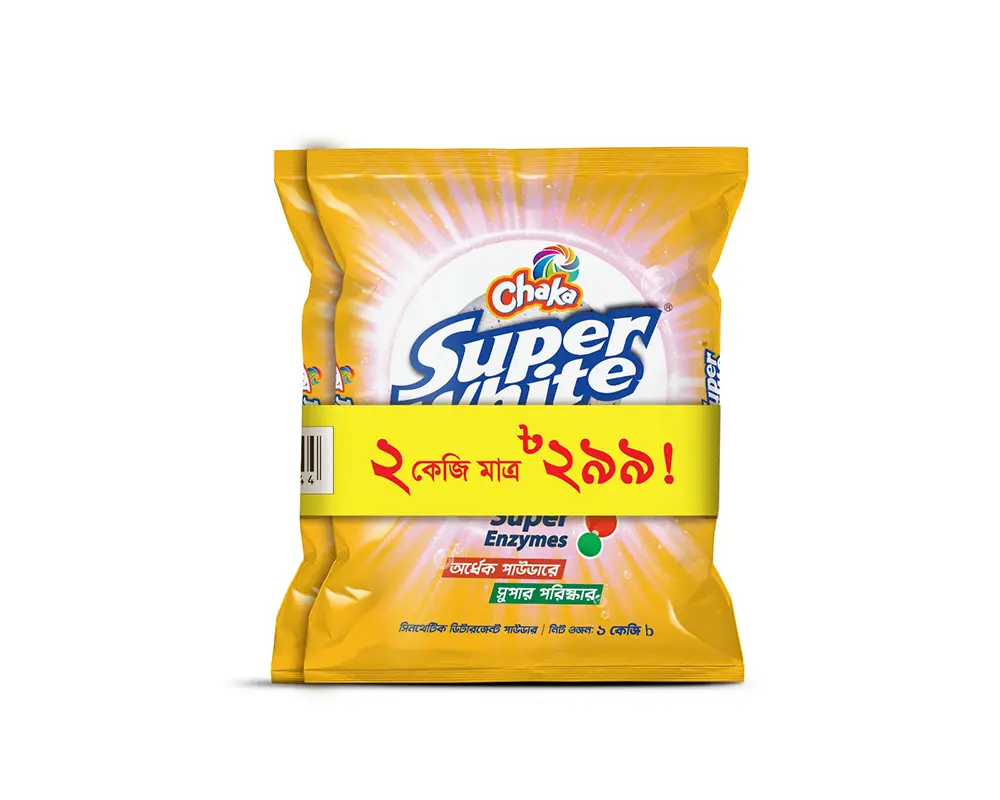 Chaka Super White Detergent Powder 1kg (Buy2 Save 61 tk)