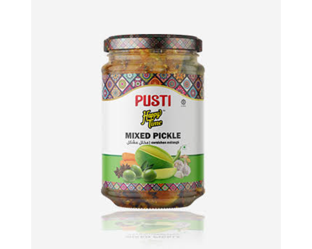 Pusti Happy Time Mixed Pickle 400gm (Buy1 Get1 Free)