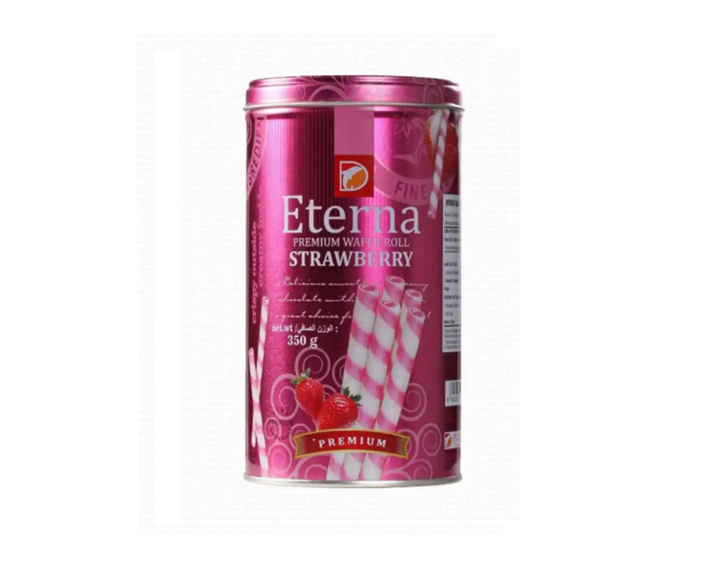Eterna Strawberry Wafer Roll 200gm (Tin)