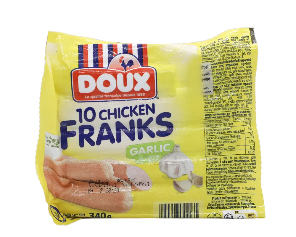 Doux Chicken Franks Garlic 340gm