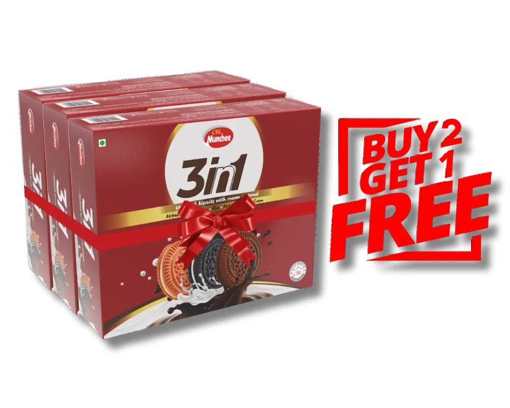 CBL Munchee 3in1 Assorted Cream Biscuit 150gm (Buy2 Get1 Free)