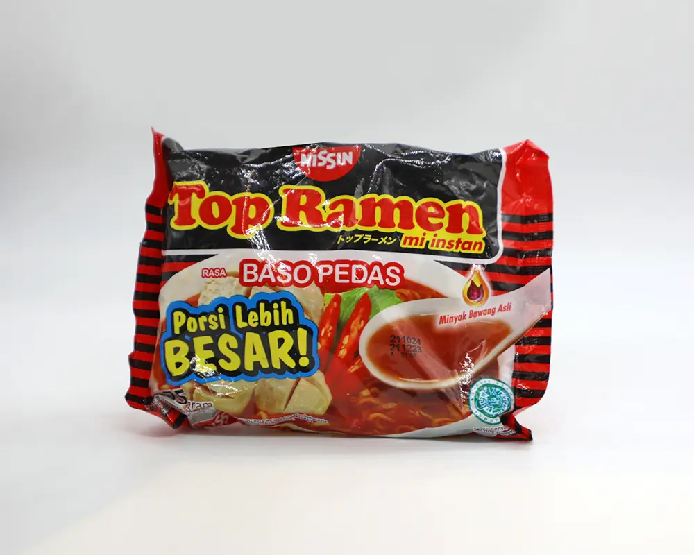 Nissin Top Ramen Baso Pedas 75gm Indonesia