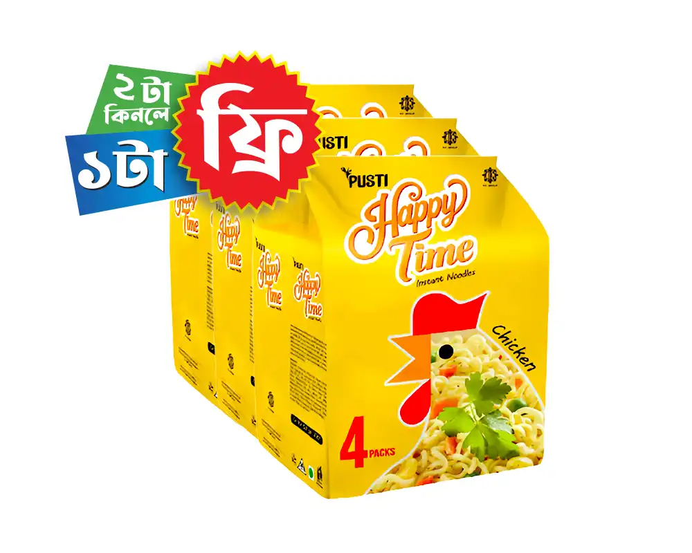 Pusti Happy Time Instant Noodles Masala 4Pcs 200gm (Buy2 Get1 Free)