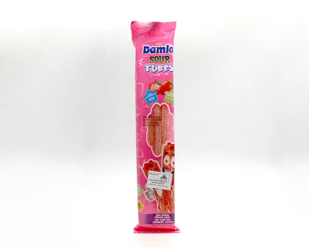 Tayas Damla Sour Tubes Strawberry 30gm Turkey