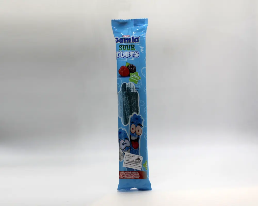 Tayas Damla Sour Tubes Raspberry 30gm Turkey