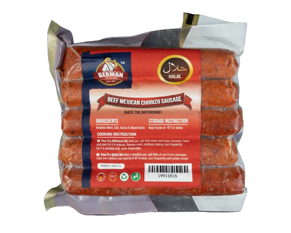 German Butcher Beef Mexican Chorizo Sausage 300gm/5pcs