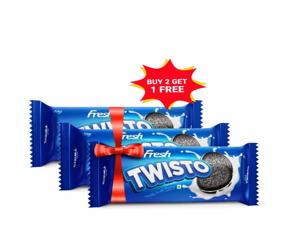Fresh Twisto Vanilla Cream Biscuits 50gm (Buy2 Get1 Free)