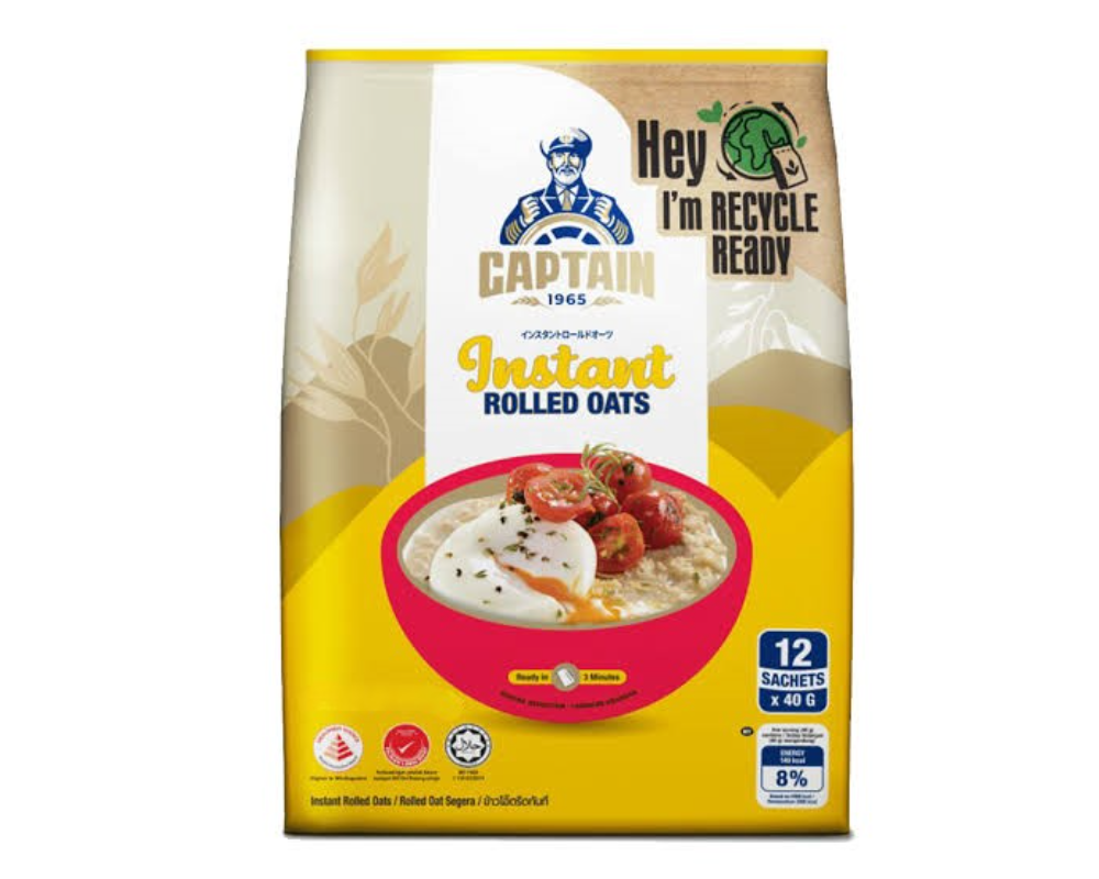 Captain Instant Rolled Oats 480gm (Malaysia)