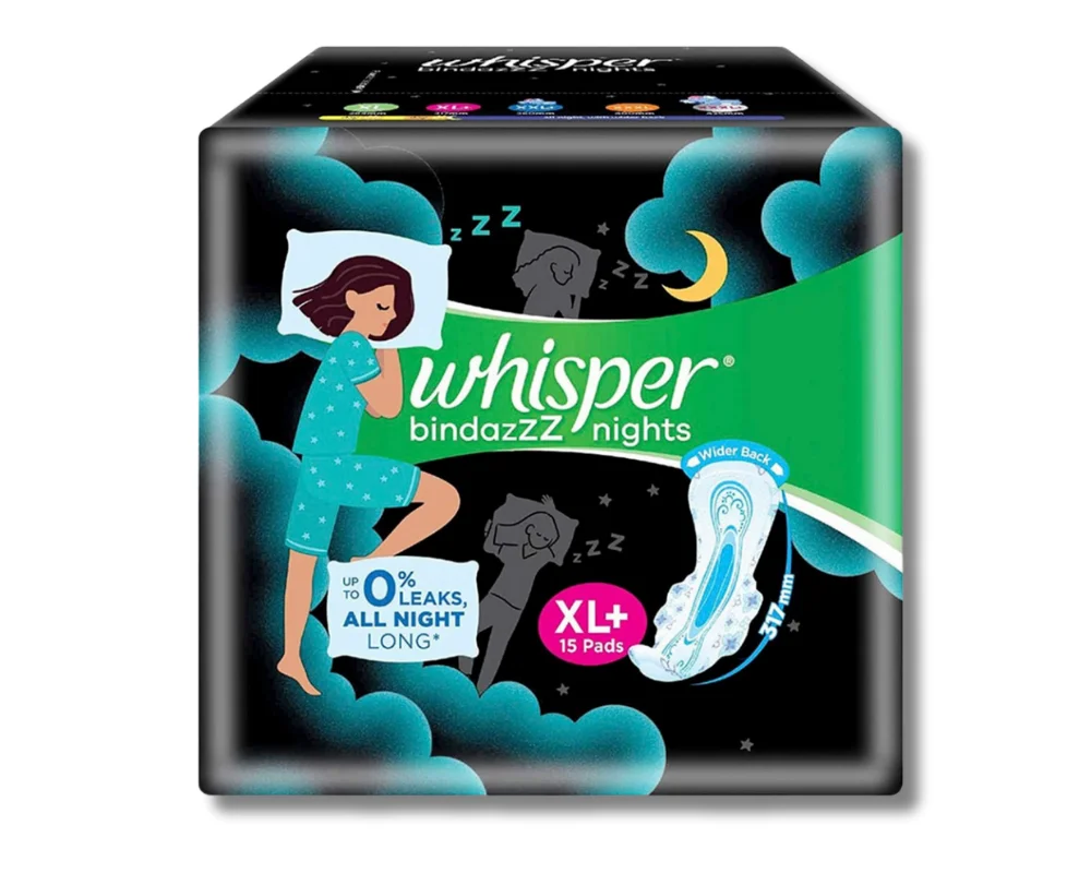 Whisper Bindazzz Nights XL+ 15Pads