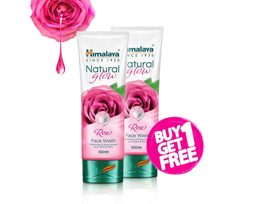 Himalaya Natural Glow Rose Face Wash 100ml (Buy1 Get1 Free)