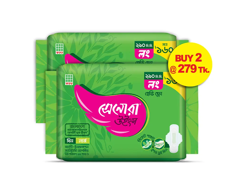 Senora Long Heavy Flow W. Sanitary Napkins – 15Pads (Buy2 Packs Only 279 Tk)