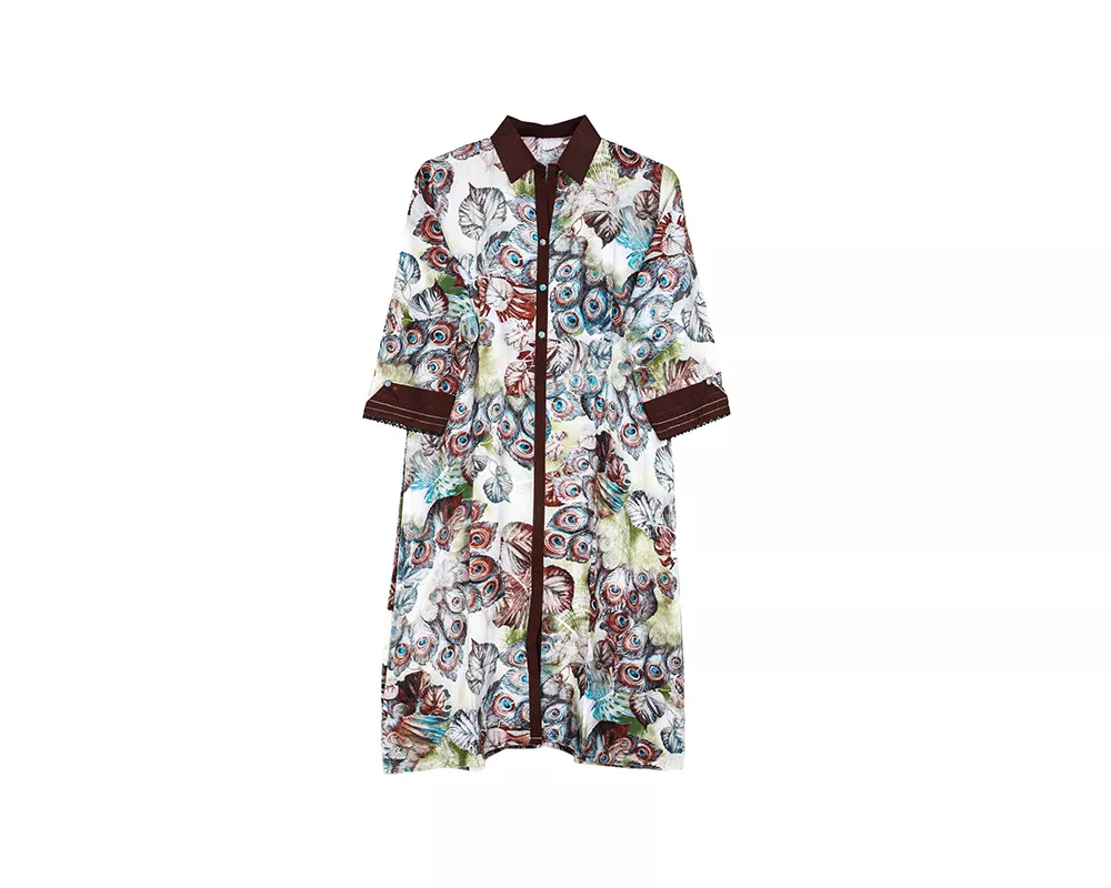 Dark Brown Linen Printed Kurti-44