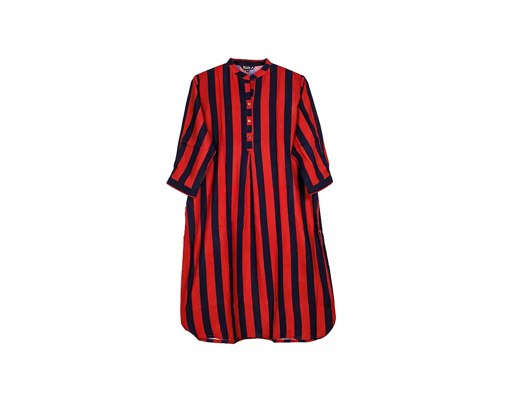 Blue Strip Linen Printed Kurti-40
