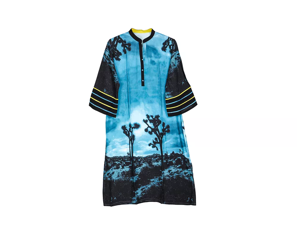Blue Linen Printed Kurti-40