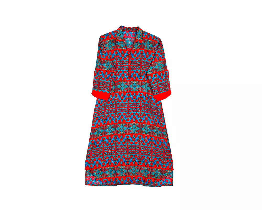 Red Linen Printed Kurti-38