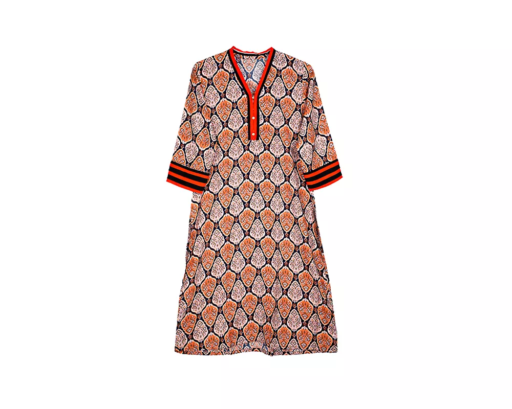 Orange Linen Printed Kurti-42