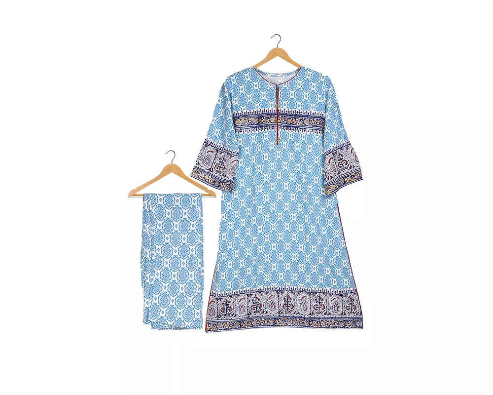 Light Blue Block Printed 2 Pcs-44
