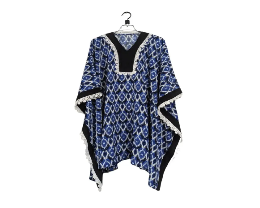 Women’s Blue Linen Printed Kaftan – Free Size